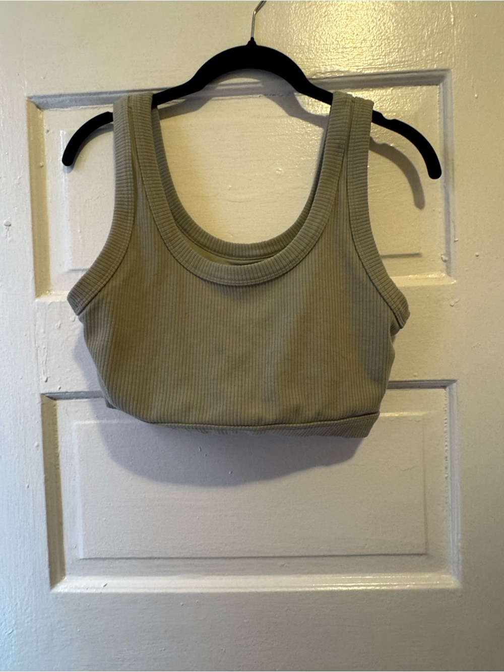 ALO Yoga Ribbed Scoop Sports Bra in Sage Green - Picture 2 of 3